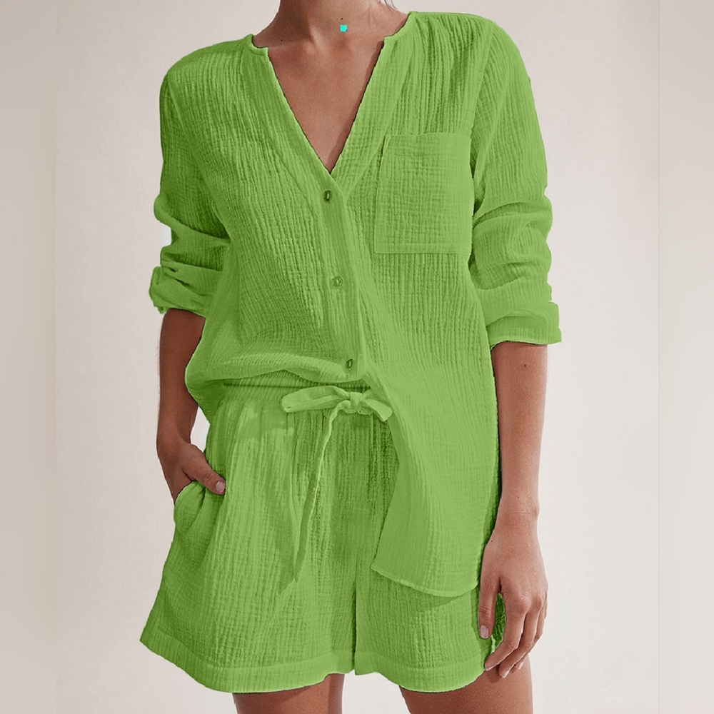 Versatile Notched Top and Shorts Set